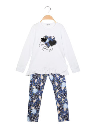 2-piece set for girls with t-shirt + patterned leggings