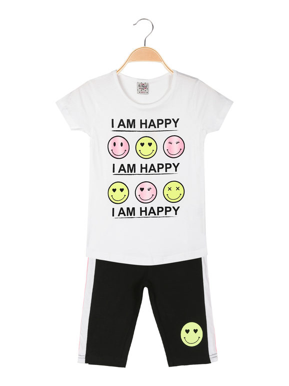 2-piece short girl's outfit with smiley faces