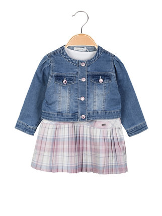 2-teiliges Baby-Outfit für Mädchen mit Kleid + Jeansjacke