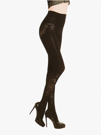 280 denier fashion tights with embroidery