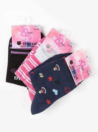 3 pairs baby girl socks in warm cotton