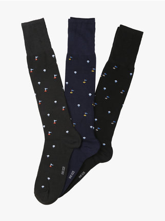 3 Pairs of men's long socks with designs