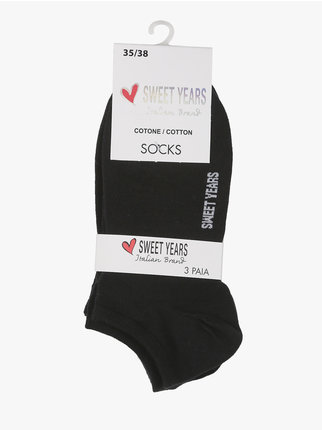 3 pairs women's cotton short socks