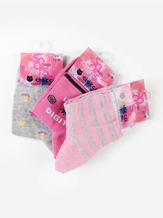 3 pares de calcetines de bebé niña en cálido algodón