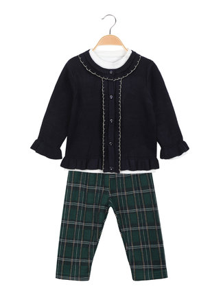 3-piece baby girl outfit with cardigan