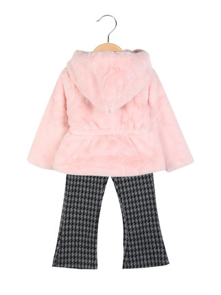 3-piece baby girl outfit with faux fur jacket