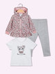 3-piece baby girl outfit with hood and zip