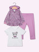 3-piece baby girl outfit with hood and zip
