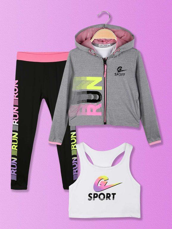 3-piece girl's sports suit with top