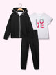 3-piece girl's tracksuit with hood and zip