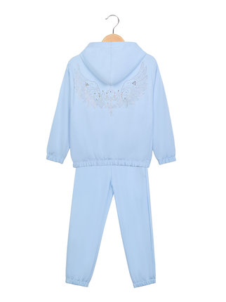 3-piece girl's tracksuit with rhinestones and hood