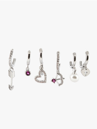 6-piece set of earrings with charms