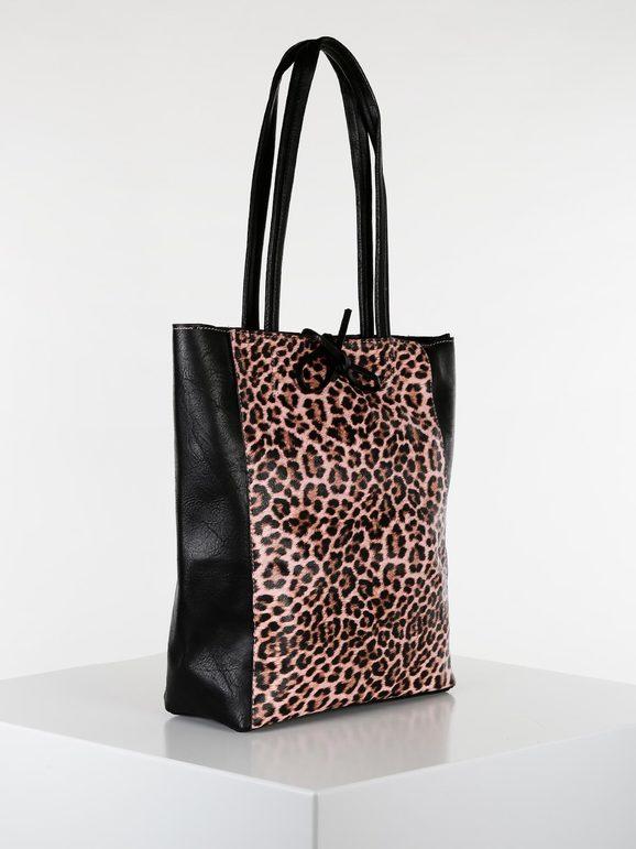 Animalier eco-leather shopper bag