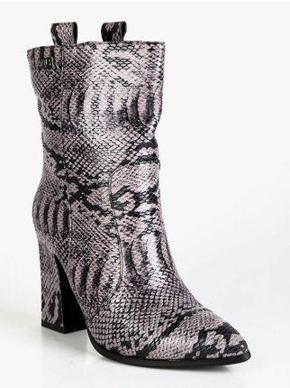 animalier pointed ankle boots with square heel