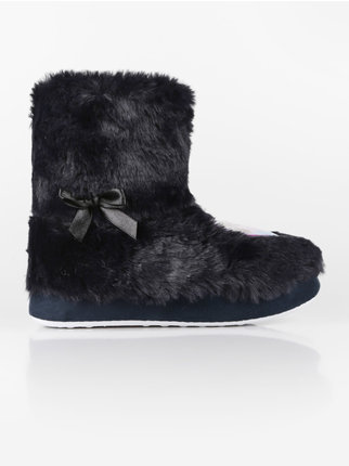 Ankle boot slippers with fur