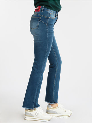 Ausgestellte Jeans mit Fransen für Damen