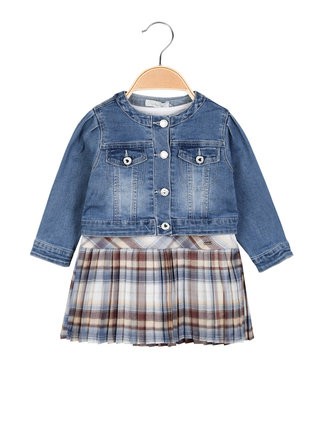 Baby girl 2-piece outfit with dress + denim jacket