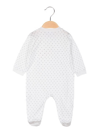 Baby girl cotton jumpsuit with bib