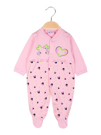 Baby girl cotton jumpsuit with bib