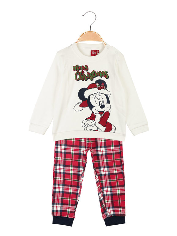 Baby Mädchen Minnie Weihnachtspyjama aus warmer Baumwolle