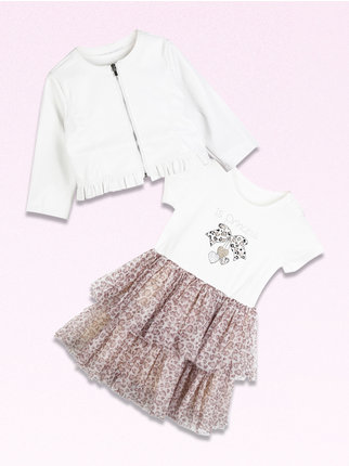 Baby-Mädchen-Outfit mit Kleid + Jacke