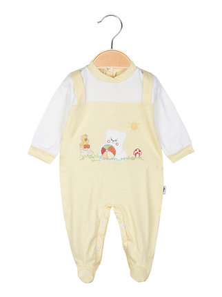 Baby onesie in cotton with embroidery