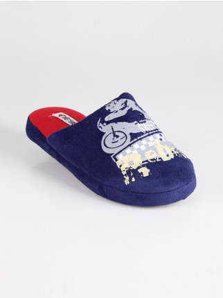 Baby slippers in suede fabric