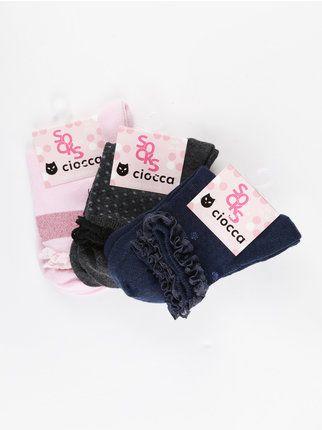 Baby socks with lace border  3 pieces pack