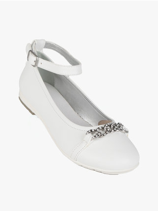 Ballerinas for girls with chain and rhinestones