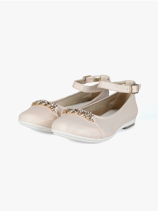 Ballerinas for girls with chain and rhinestones