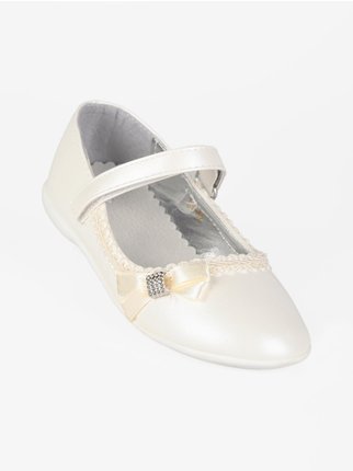 Ballerinas for girls with strap and bow