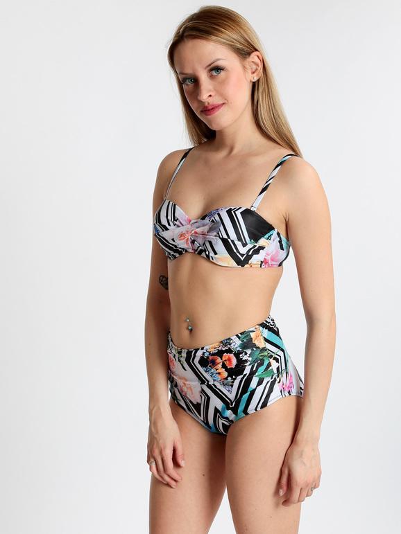 Bandeau-Bikini mit hoch tailliertem Slip