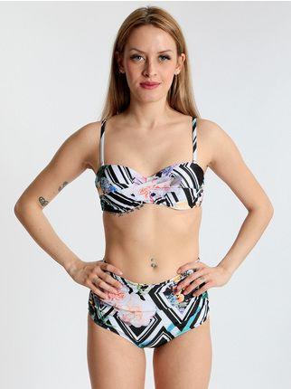 Bandeau bikini with high-waisted briefs
