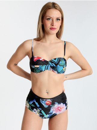 Bandeau bikini with high-waisted briefs