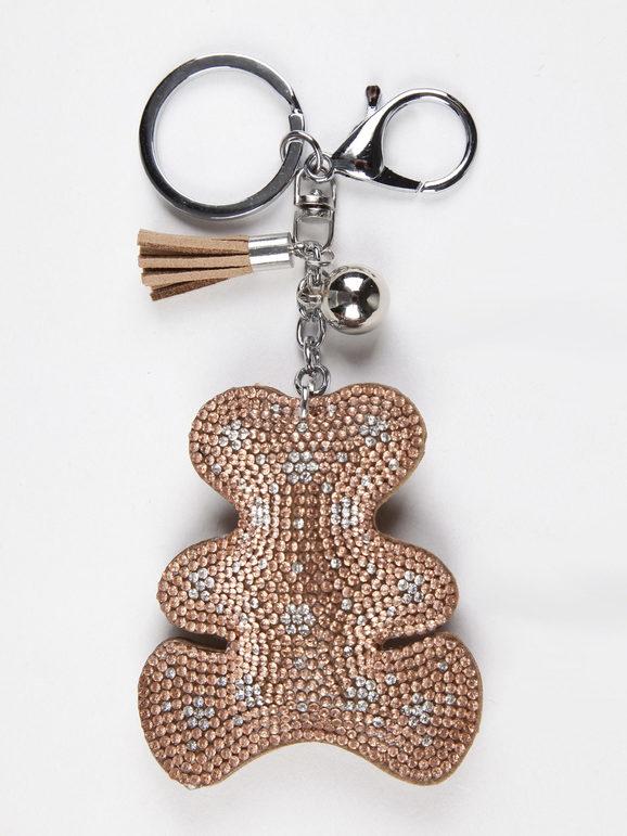 Bear keychain with rhinestones