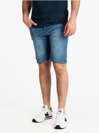 Bermuda elasticizzato in jeans da uomo