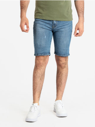 Bermuda elasticizzato in jeans da uomo