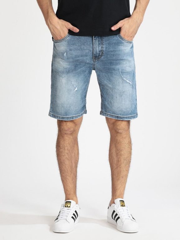 Bermuda homme en jean avec déchirures