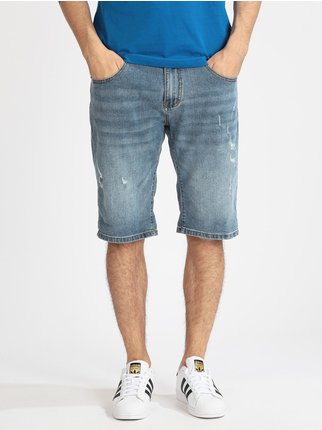 Bermuda homme en jean avec déchirures