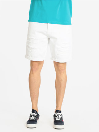 Bermuda in jeans with rips for men