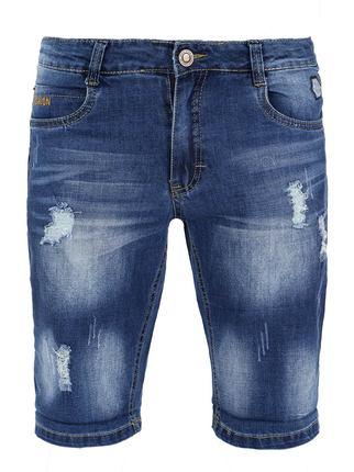 Bermudes en jeans avec déchirures  denim bleu