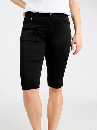 Black cotton cropped trousers