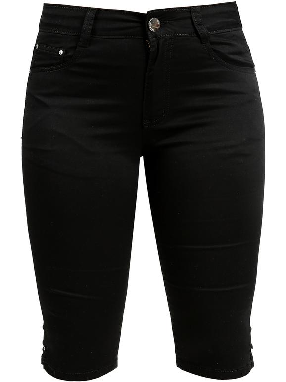 Black cotton cropped trousers