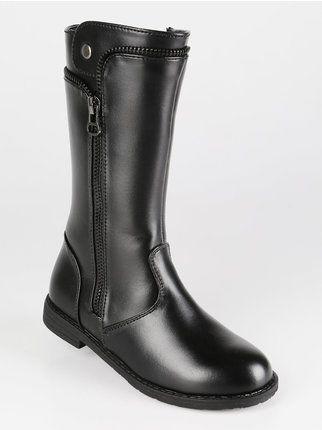 Black faux leather boots