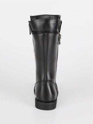 Black faux leather boots