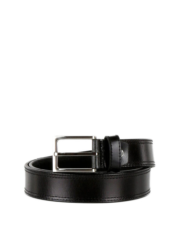Black genuine leather belt