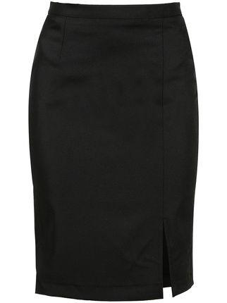 Black midi skirt with slit