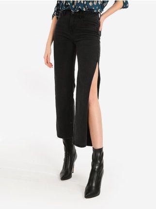 Black push up jeans with deep side slits