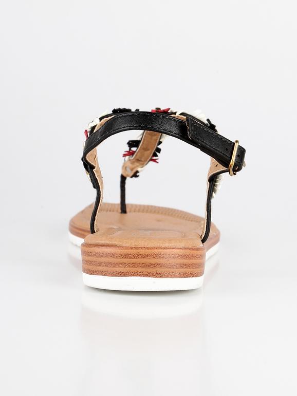 Black thong sandals with studs