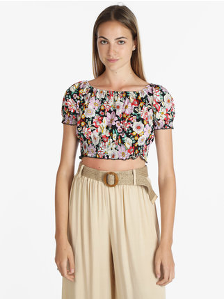 Blusa cropped floral mujer